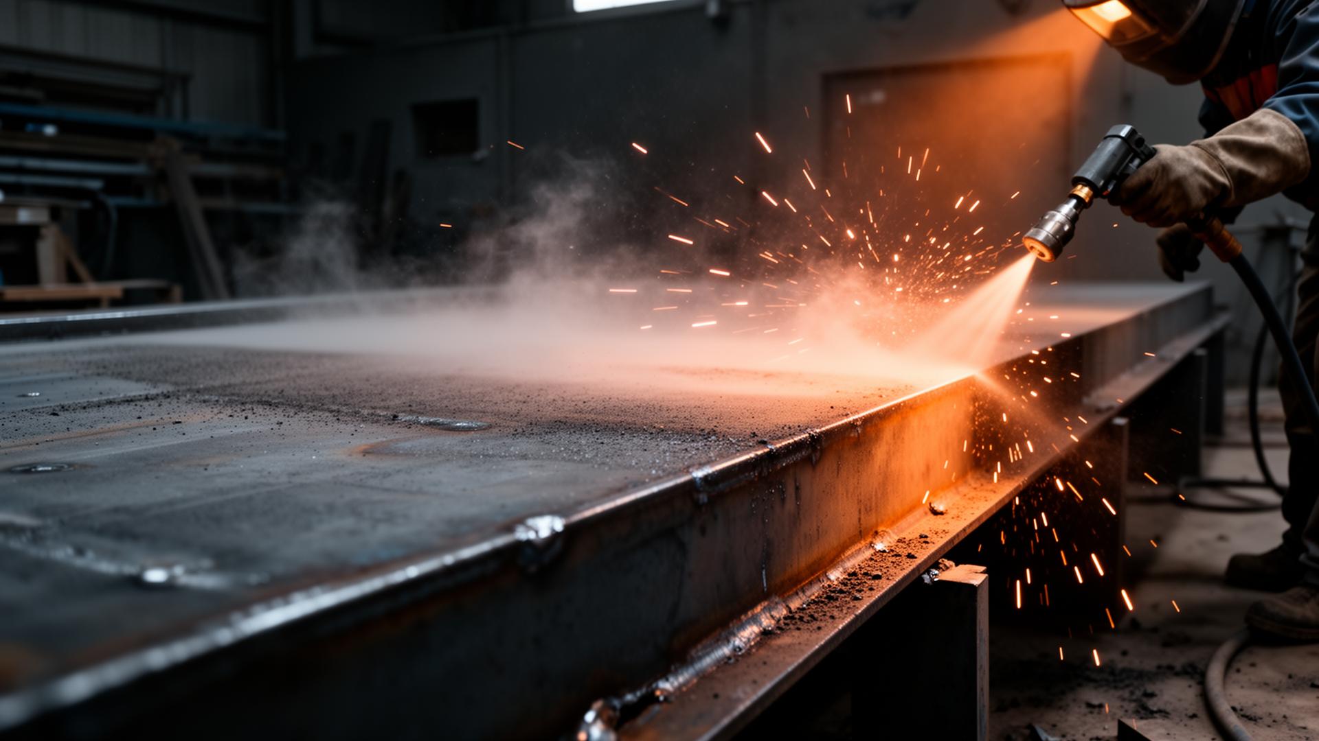 Sandstrahltechnik bei der Arbeit
